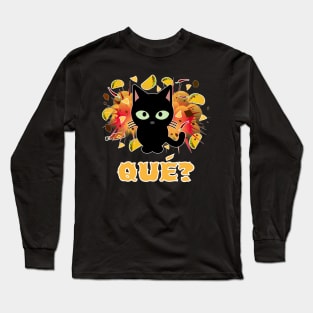 Funny Spanish Que Cat Exploding Tacos What Mexican Food Long Sleeve T-Shirt